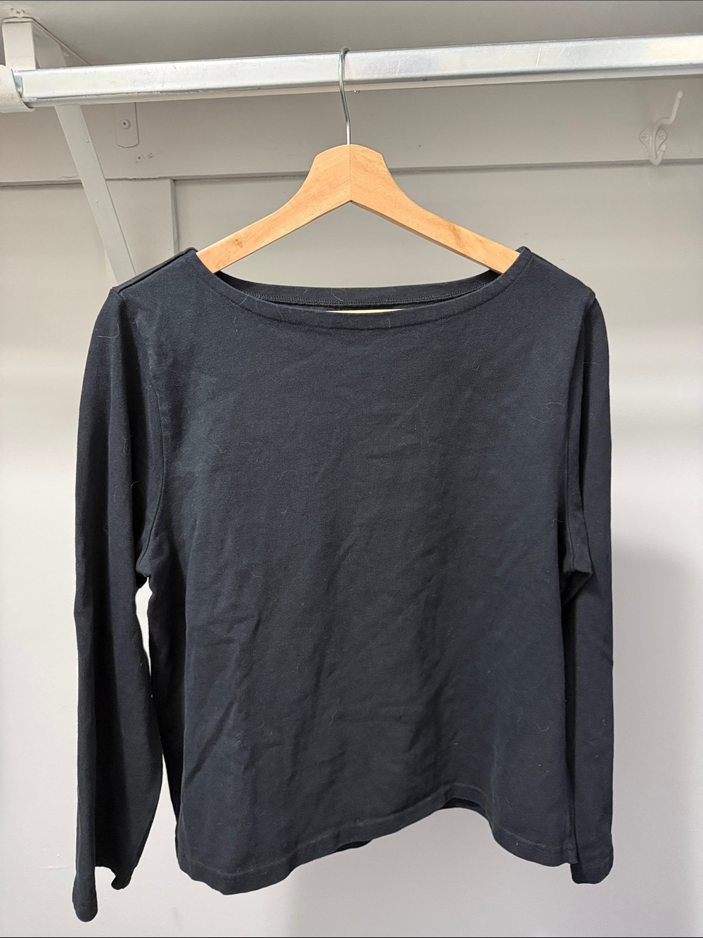 J. Crew Black Long-Sleeve Boatneck Top